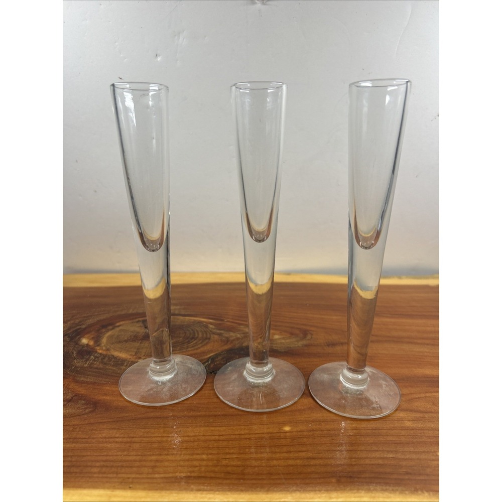 Vintage Lot of  3 Clear Glass Bud‎ Vases